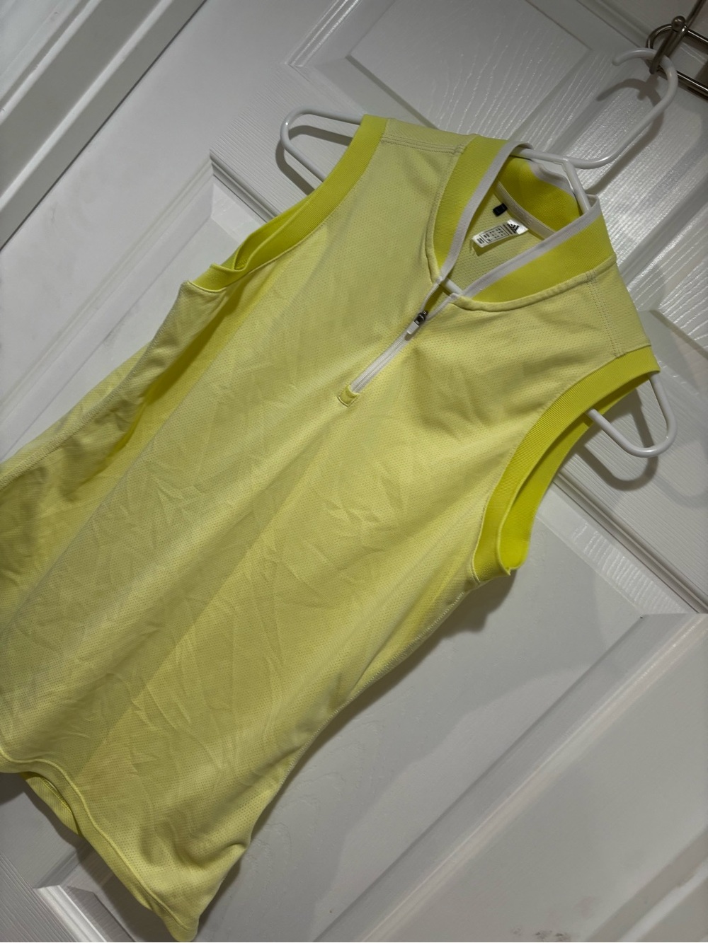 ADIDAS EQUIPMENT Sleeveless Neon Yellow 1/4 Zip Athletic Polo